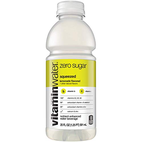 vitaminwater Zero Squeezed, Electrolyte Enhanced Water w Vitamins, Lemonade Drinks, 20 fl oz, 24 Pack