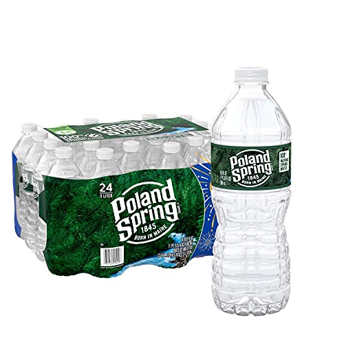 Poland Spring 100% Natural Spring Water, 16.9 oz Plastic Bottles (16.9 oz, 24 Pack)