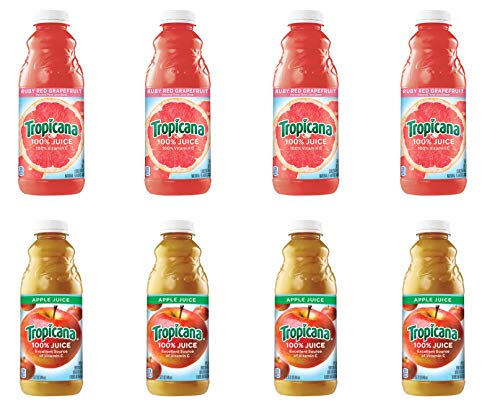 LUV BOX-Variety Tropicana Pack ,Pack of 8 , 32 oz , Ruby Red Grapefruit , Apple Juice