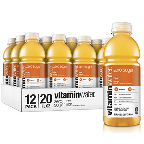 vitaminwater zero rise, orange flavored, electrolyte enhanced bottled water with vitamin b5, b6, b12, 20 fl oz, 12 pack