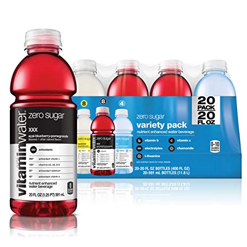 Glaceau Vitamin Water Zero Variety Pack, (400 Fluid Ounce) 20 Fl Oz (Pack of 20)