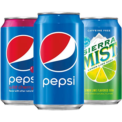 Pepsi Soda Variety Pack, PepsiWild Cherry PepsiSierra Mist, 12 fl Oz. cans (Pack of 18)