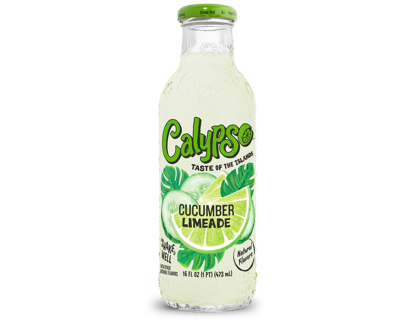 Calypso Limeade | Made with Real Fruit and Natural Flavors | Cucumber Limeade, 16 Fl Oz (Pack of 12)