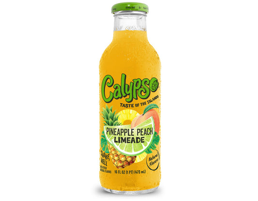 Calypso Limeade | Made with Real Fruit and Natural Flavors | Pineapple Peach Limeade, 16 Fl Oz (Pack of 12)