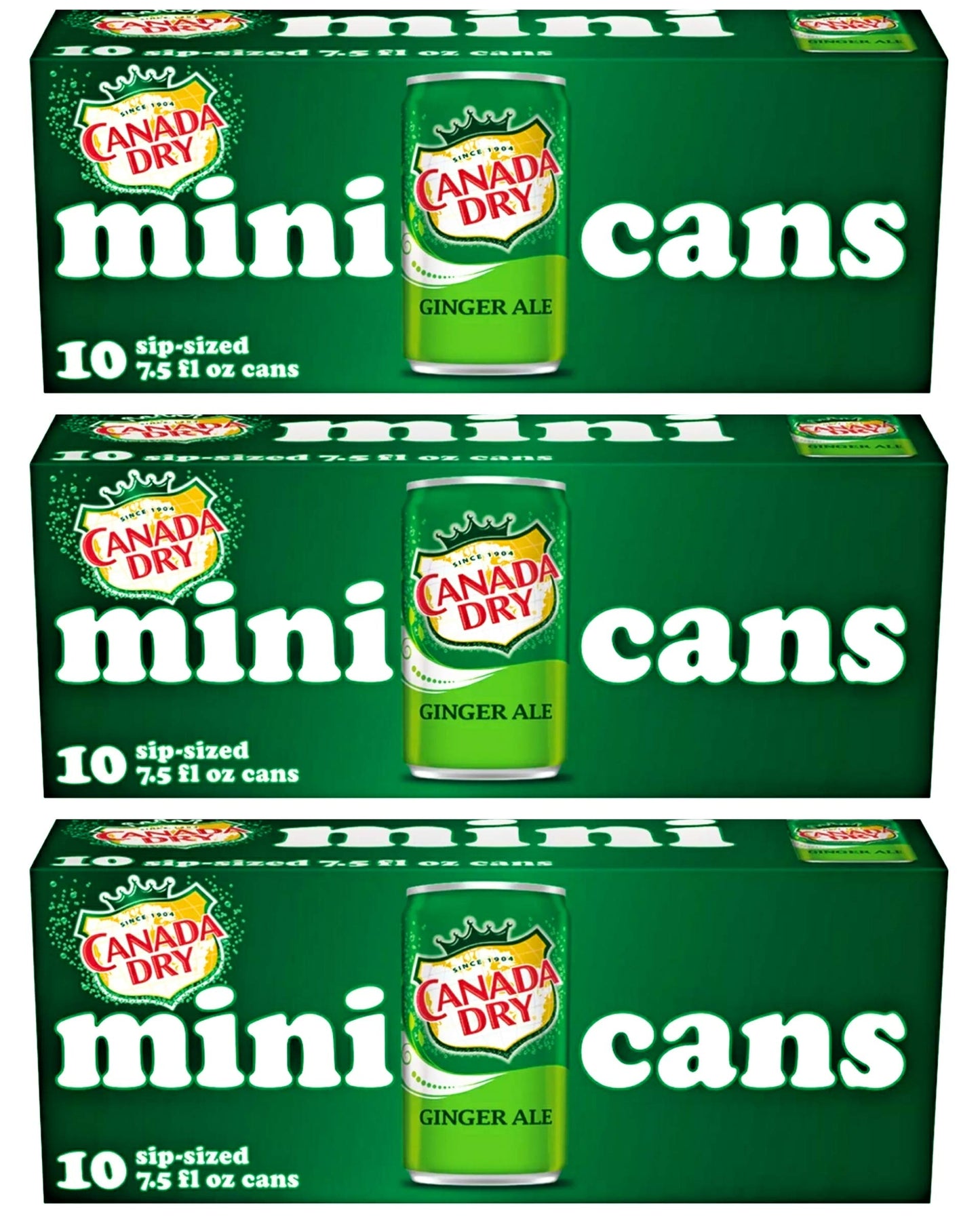 Canada Dry Ginger Ale - 10pk/7.5 fl oz Mini Cans, total 30 cans 7.5 Fl Oz (Pack of 30)