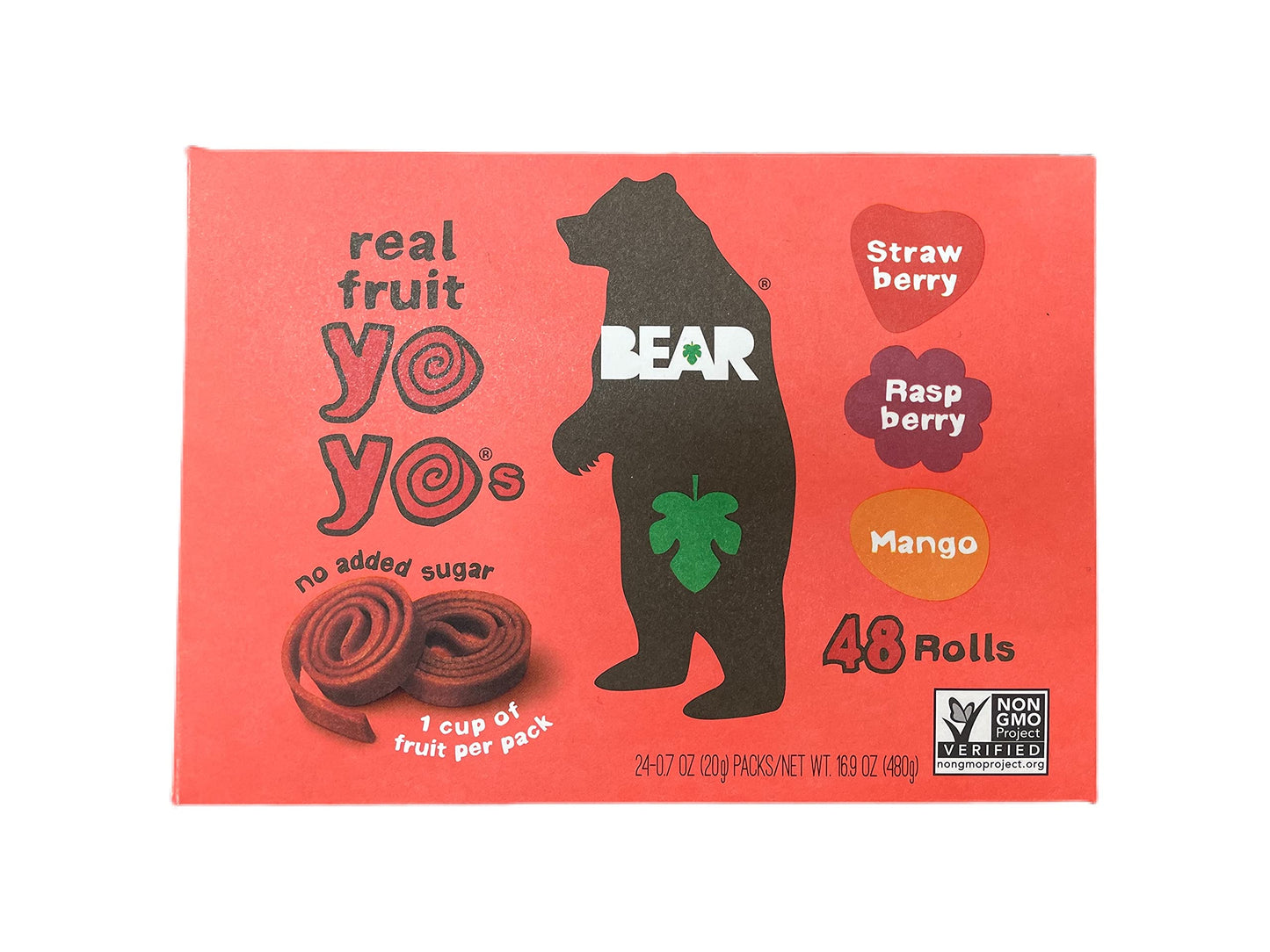 BEAR THE BIG CAVE Yoyos Fruit Rolls, Mango RaspberryStrawberry (24 Count)