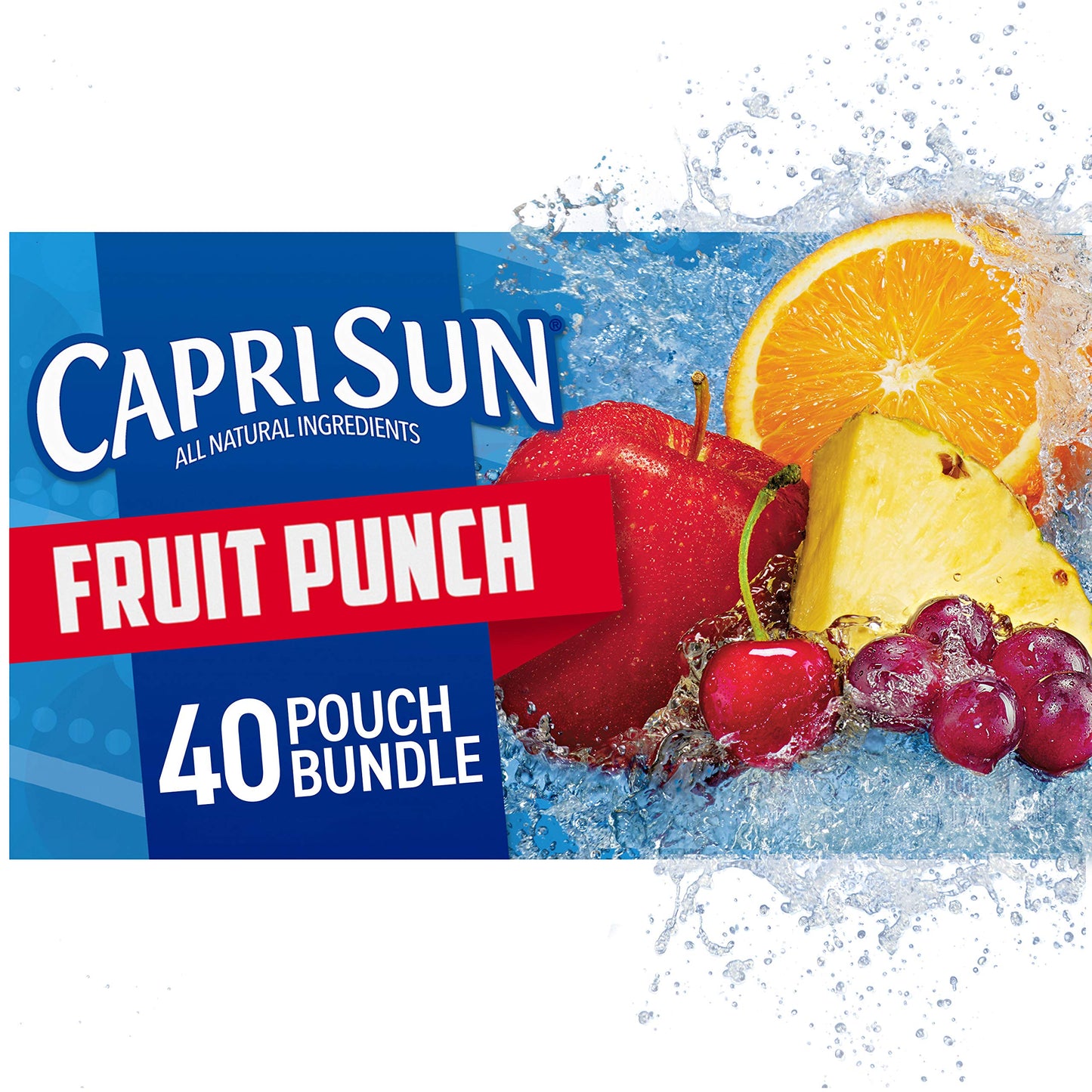 Capri Sun Fruit Punch Naturally Flavored Kids Juice Drink Blend (40 ct Pack, 4 Boxes of 10 Pouches) Original